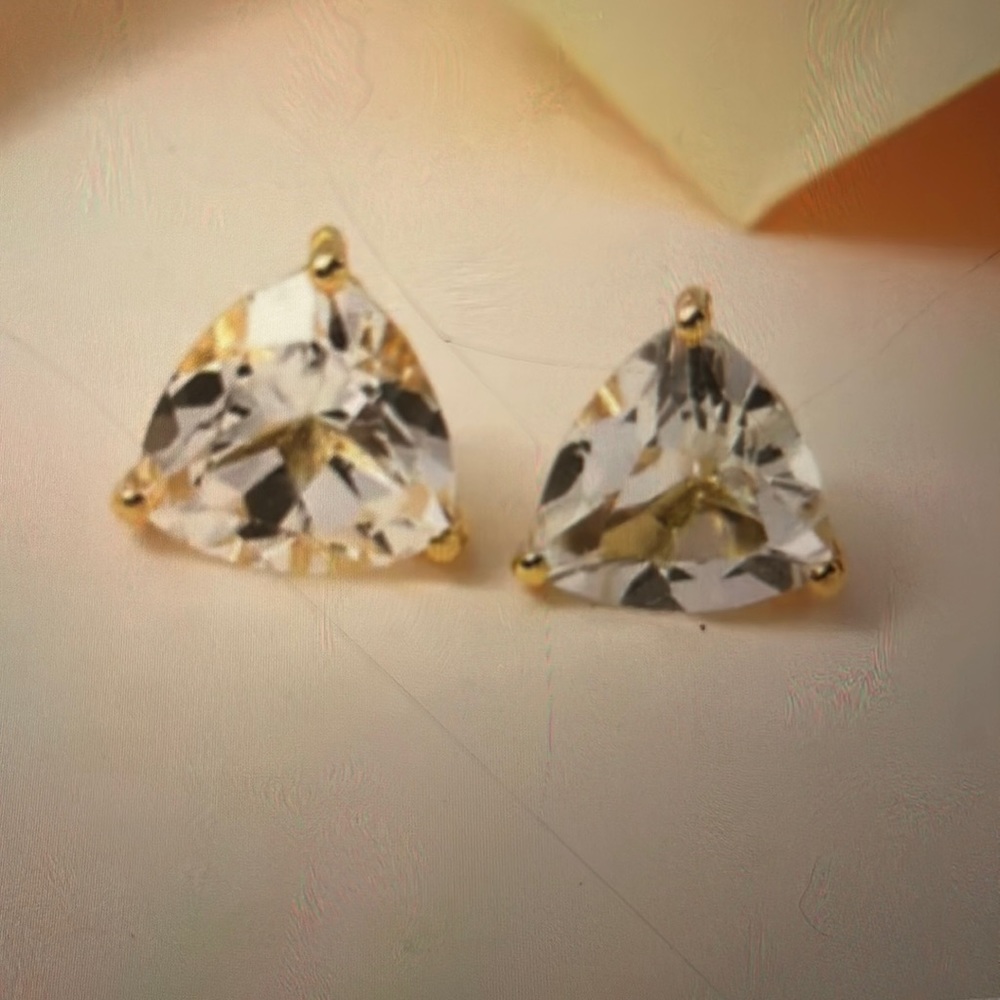 White Topaz Earrings in Vermeil Gold over Sterling Silver.  NWT